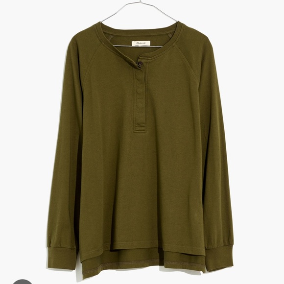 Madewell (Re)sourced Cotton Henley Relaxed Tee - Olive - Picture 1 of 10